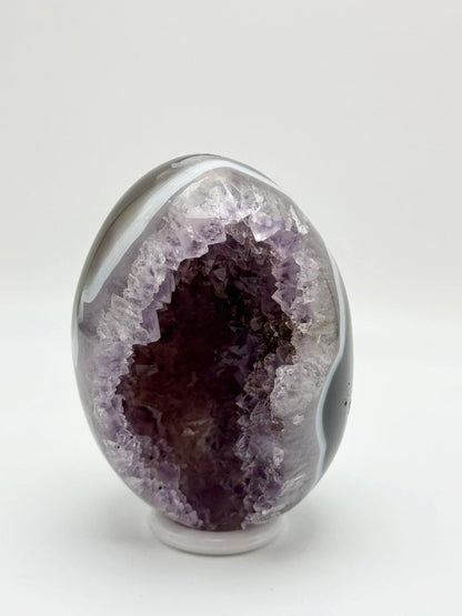 Agate and Purple Aurora Amethyst Egg