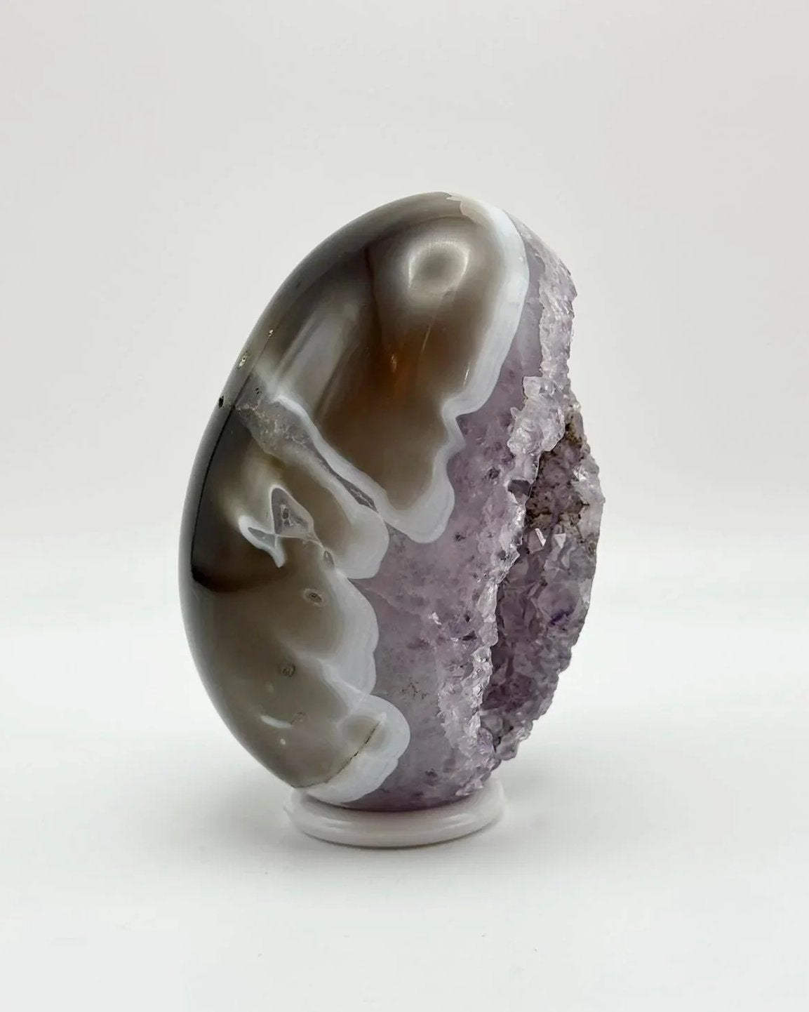 Agate and Purple Aurora Amethyst Egg