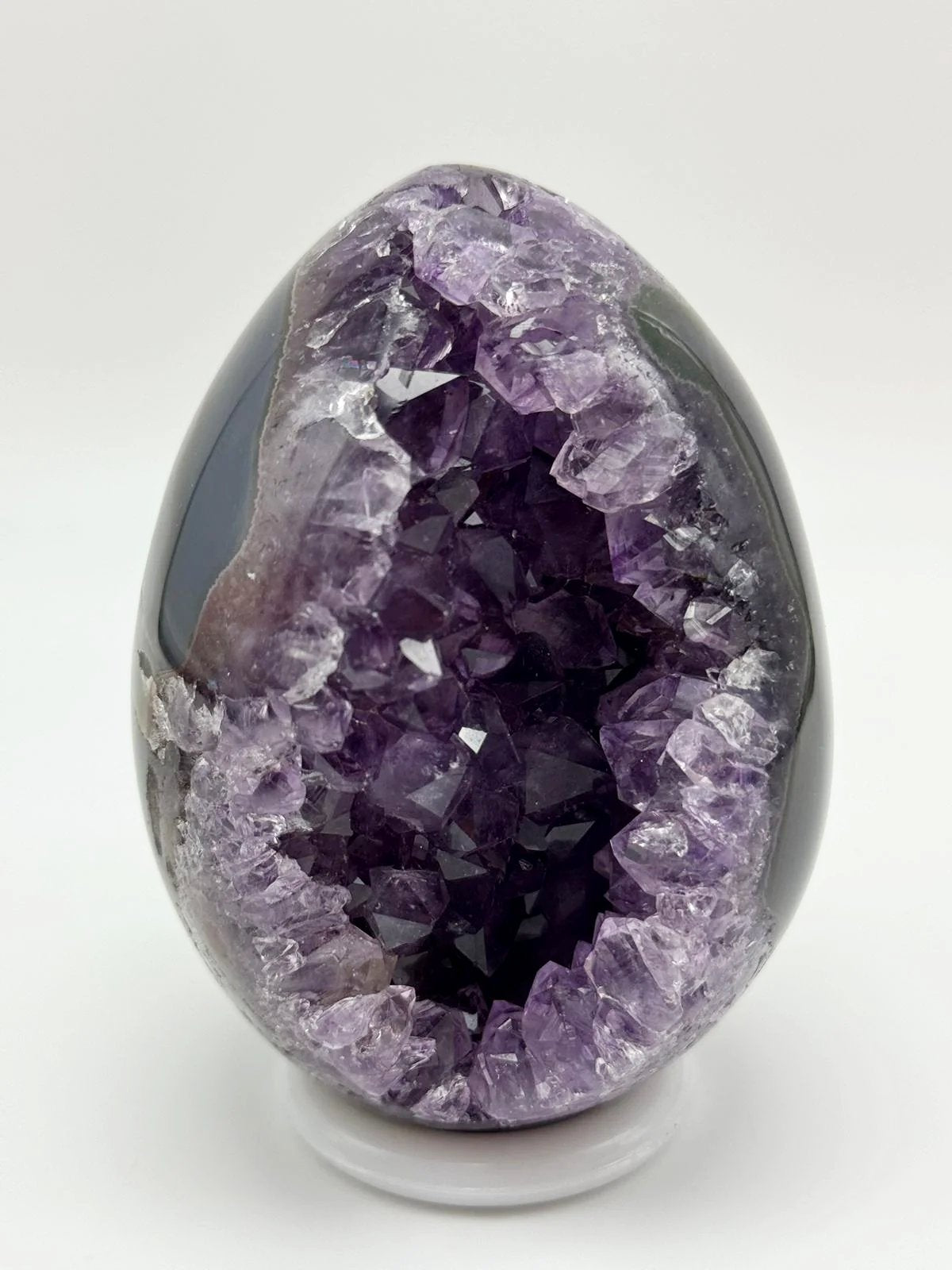 Black Egg with Violet Amethyst Starry Night