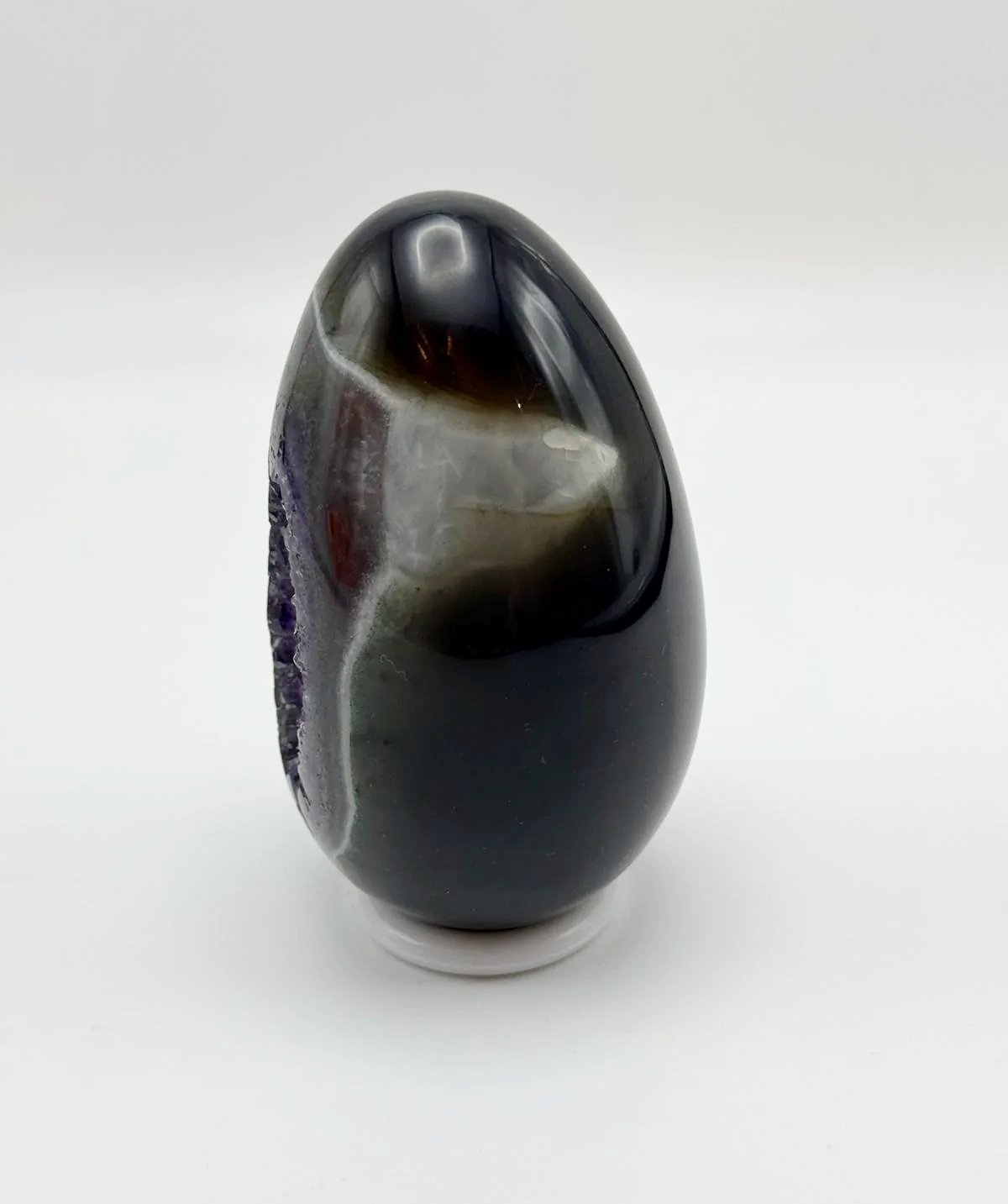 Violet Radiance Agate and Amethyst Egg