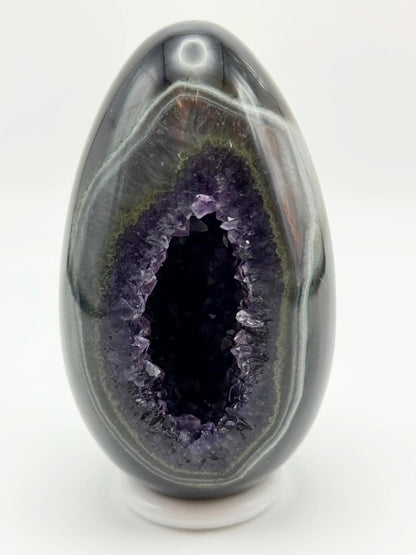 Violet Radiance Agate and Amethyst Egg