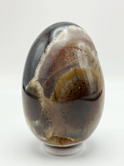 Marbled Dark Agate and Amethyst Egg