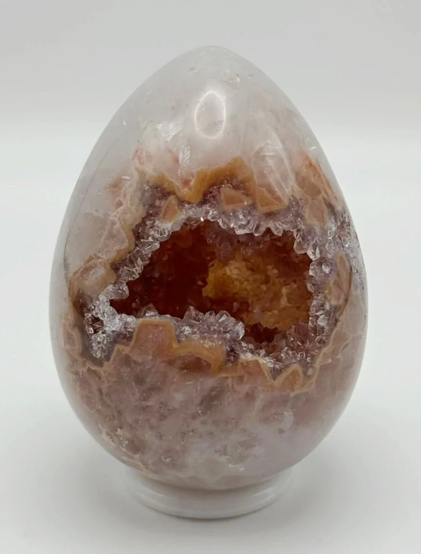 Pink Amethyst and White Agate Rose of Dawn Egg